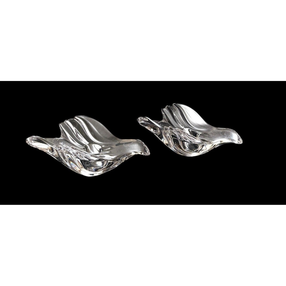 2 Gorham Full Lead Crystal Swallow Candle Holder Bird‎ Candlesticks W. Germany